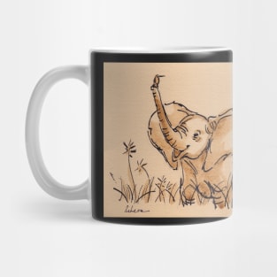 Baby Elephant's Blissful Day:  Baby Elephant Watercolor Painting #14 Mug